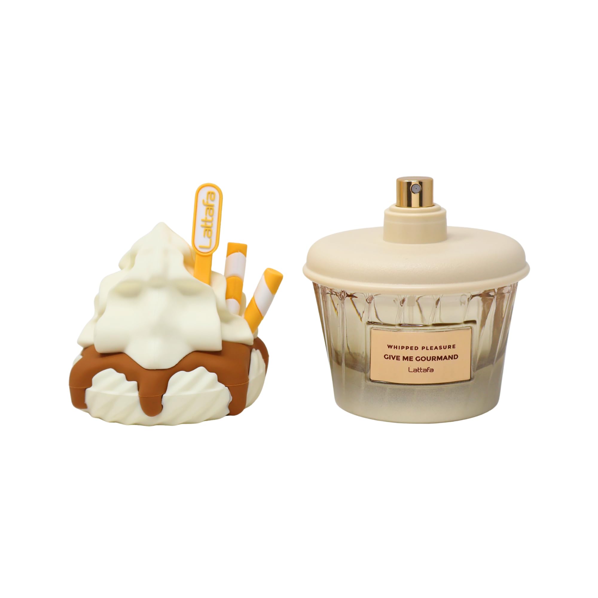 Lattafa Whipped Pleasure cream note detail emphasizes a velvety texture for comforting scent layering