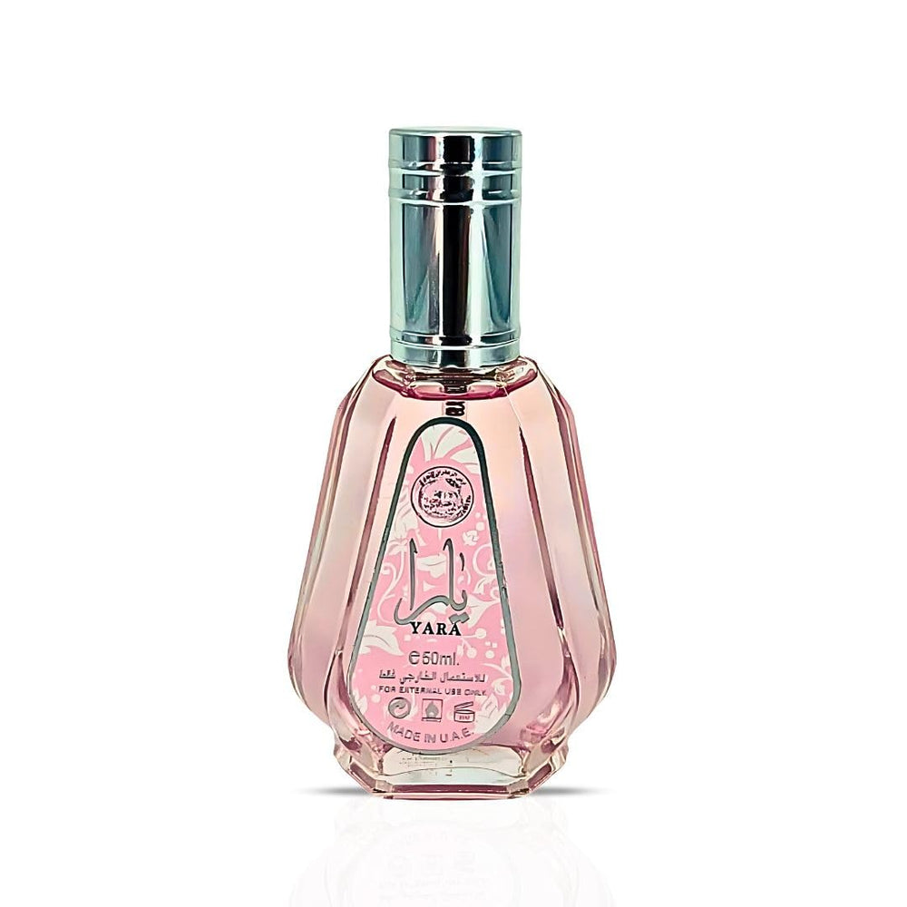 Lattafa Yara EDP closeup of cap detailing reveals refined craftsmanship and scent appeal
