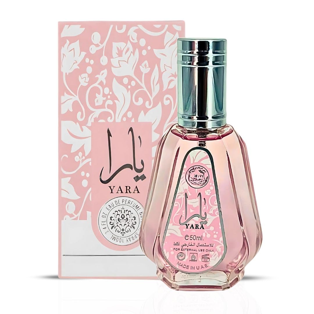 Lattafa Yara EDP spray bottle front showing premium elegance for daily wear