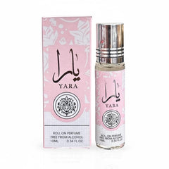 Lattafa Yara elegant bottle on dresser for daily rituals.