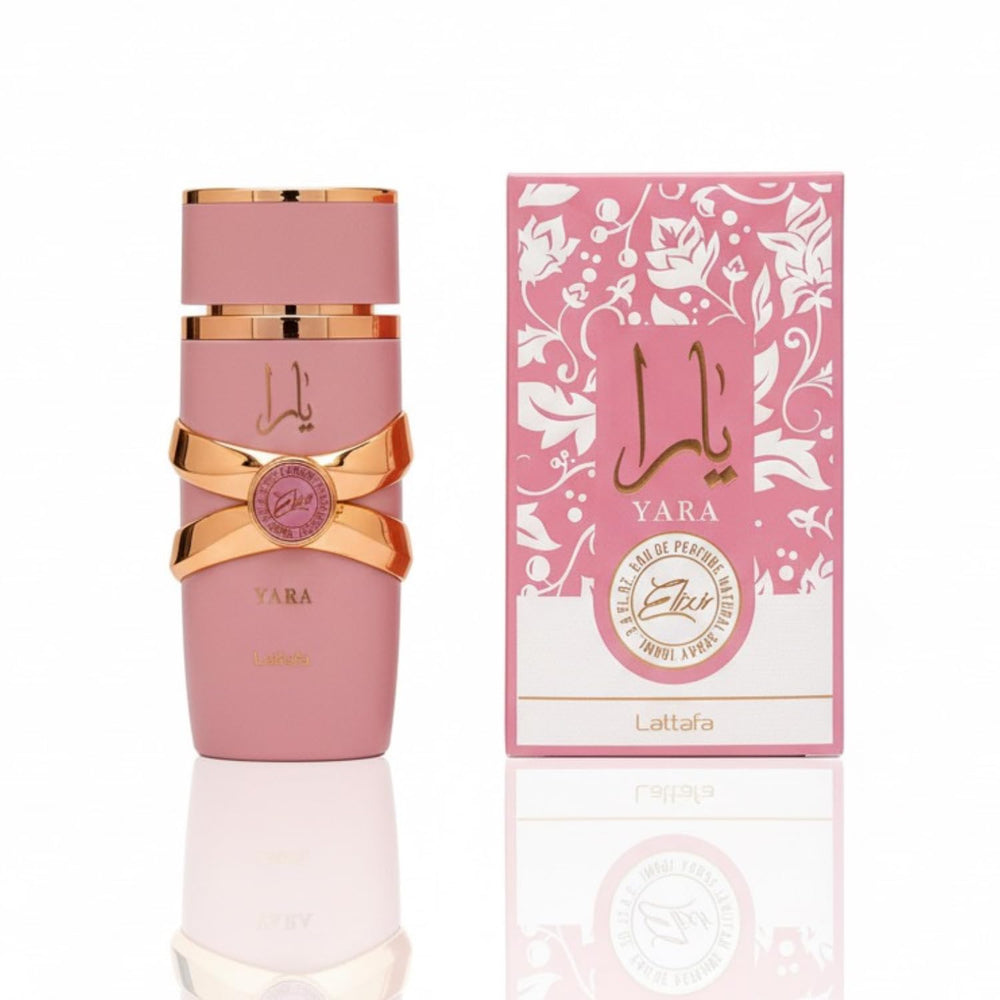 Lattafa Yara Elixir packaging box displayed for gifting and shelf appeal.