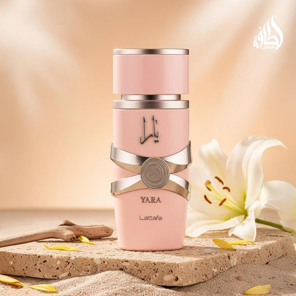 Lattafa Yara gift-box presentation hints at luxury and special occasions.