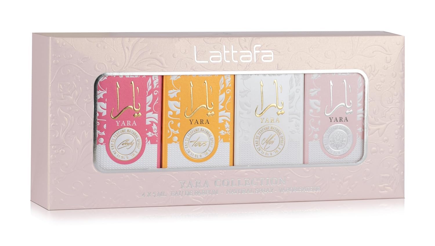 Lattafa Yara Tous 5ml bottle for tropical floral vacation vibes.
