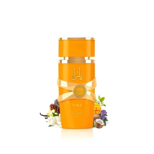 Lattafa Yara Tous top notes coconut mango passionfruit for tropical opening.