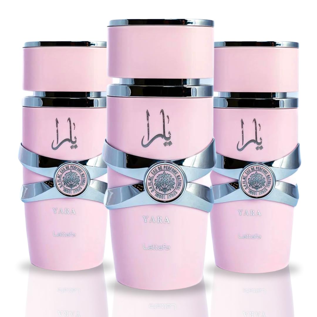 Lattafa Yara bottle front view shows amber vanilla scent for daily elegance.