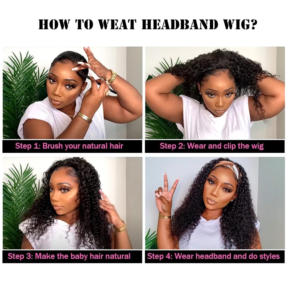 Lauberita headband wig color-and-curl close-up captures deep wave detail and healthy shine