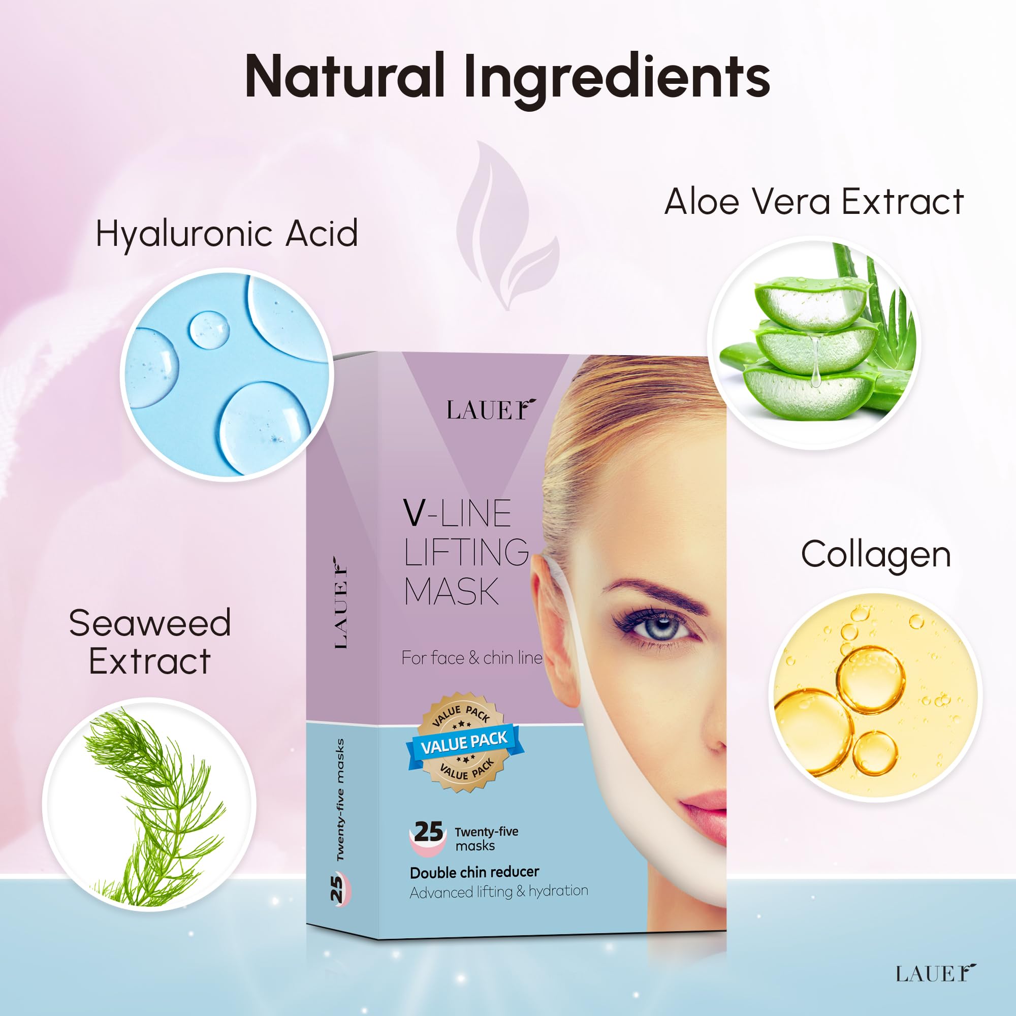 LAUER COSMETIC aloe vera infusion visible on mask surface for soothing moisturization