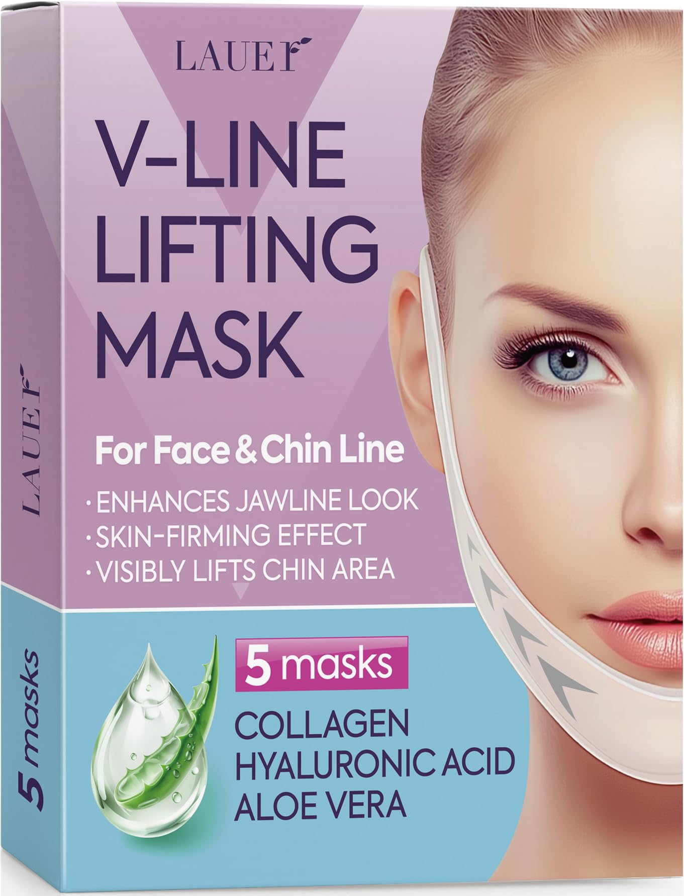 LAUER COSMETIC V Line Lifting Mask application shows targeted contouring and pampering benefits.