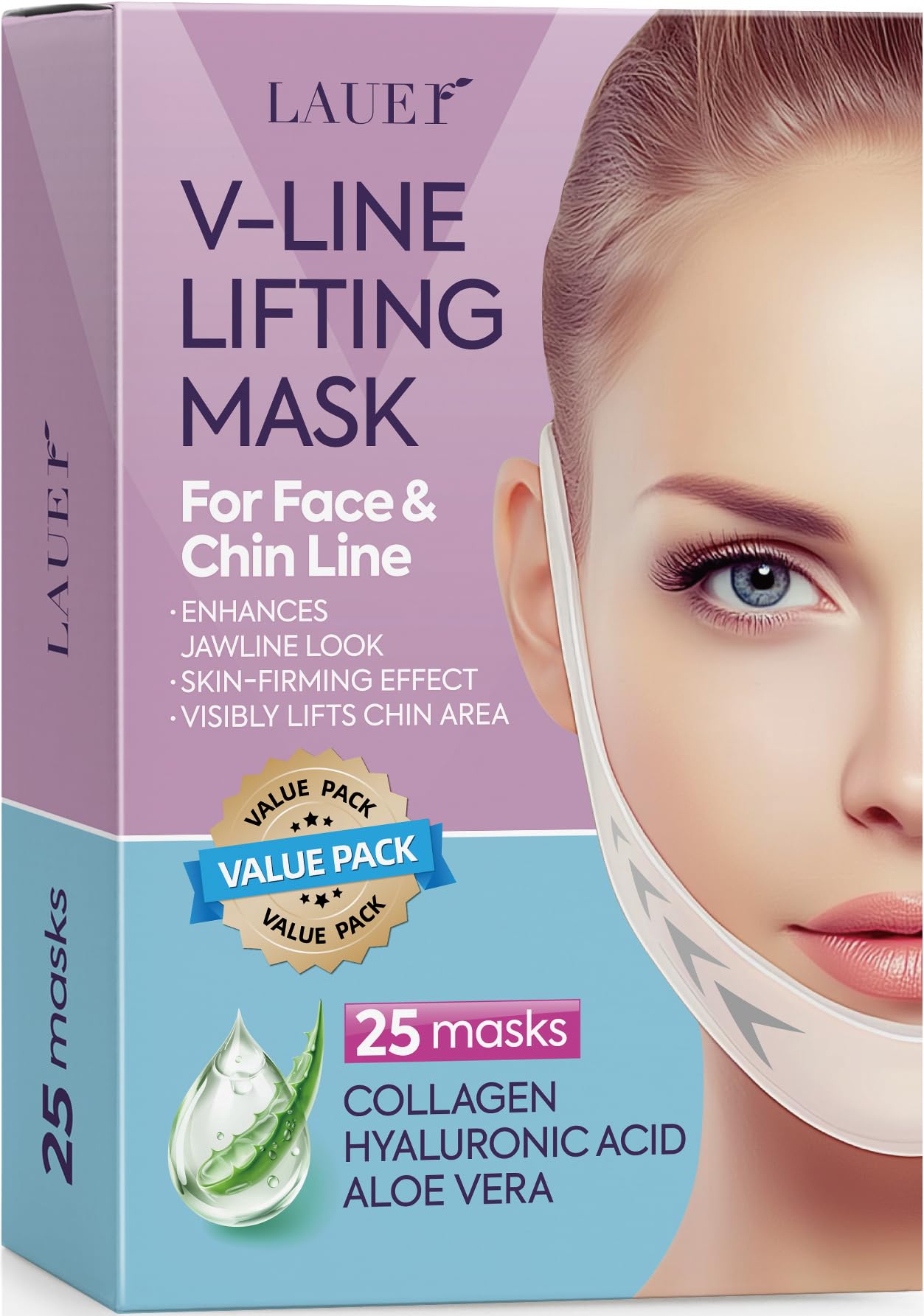 LAUER COSMETIC V-Line lifting mask packaging for convenient contouring