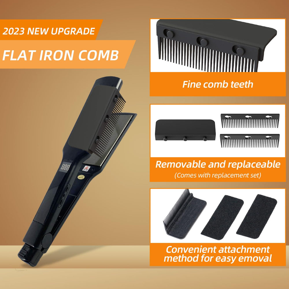 LaughYee smoothing action demonstrates seamless comb and straightener integration.