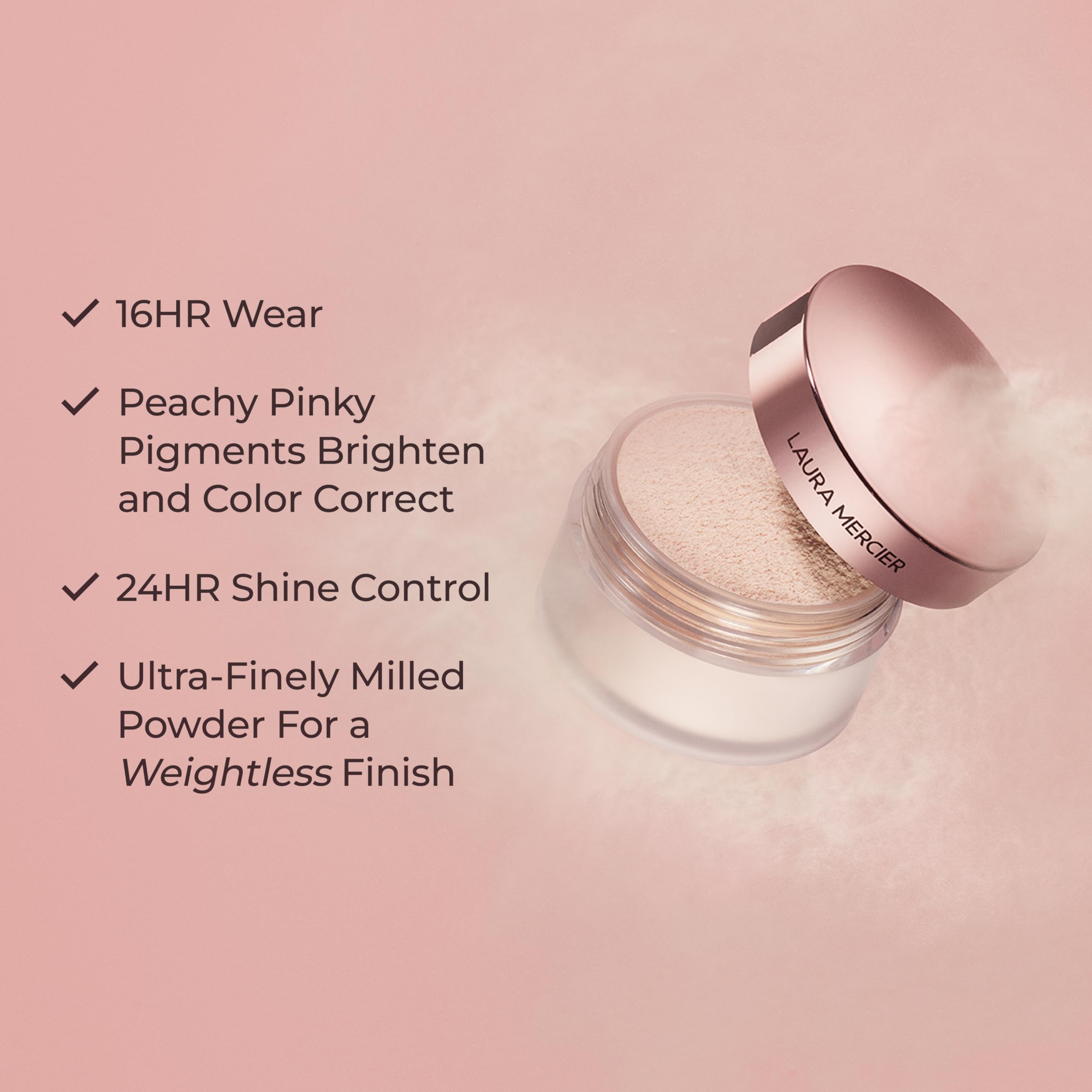 Laura Mercier Tone-Up Rose shows color correcting pink brightening effect on skin.