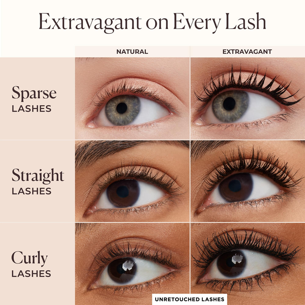 Laura Mercier Caviar Extravagant Mascara lashes lengthened for a bold daily look