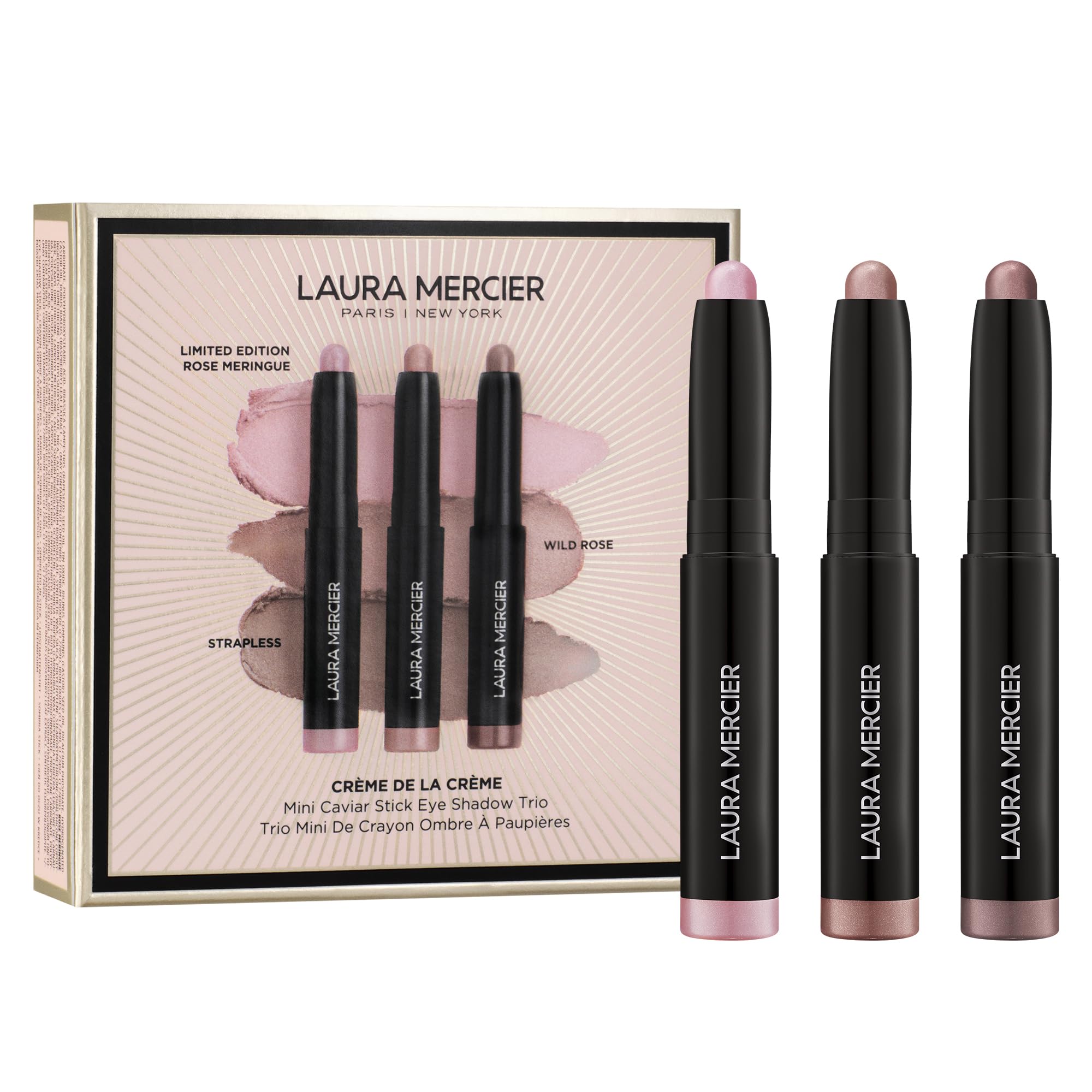 Laura Mercier Caviar Stick Mini Strapless swatch shows creamy, long-wearing color.