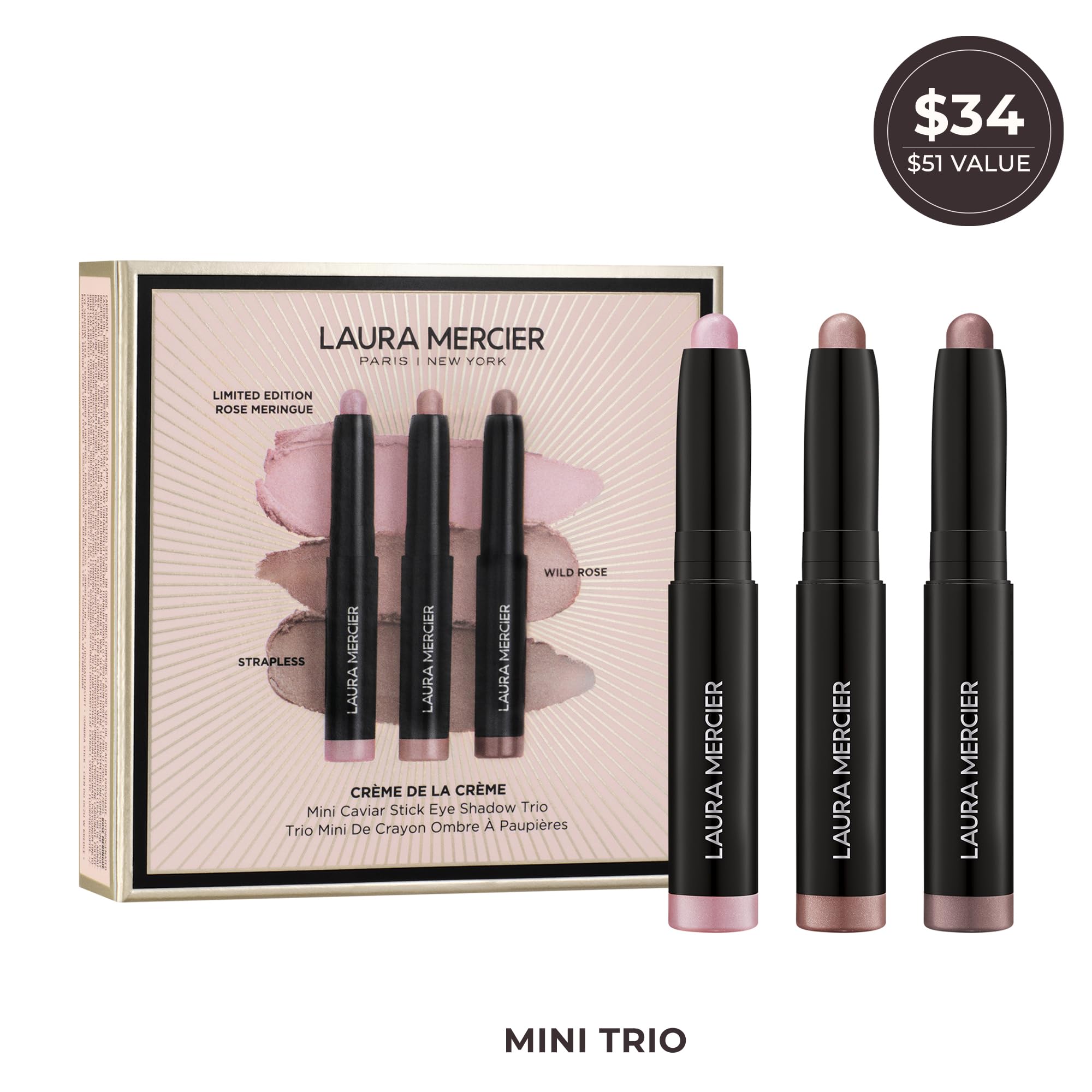 Laura Mercier Caviar Stick Mini Wild Rose smudge for a soft, buildable eye look.