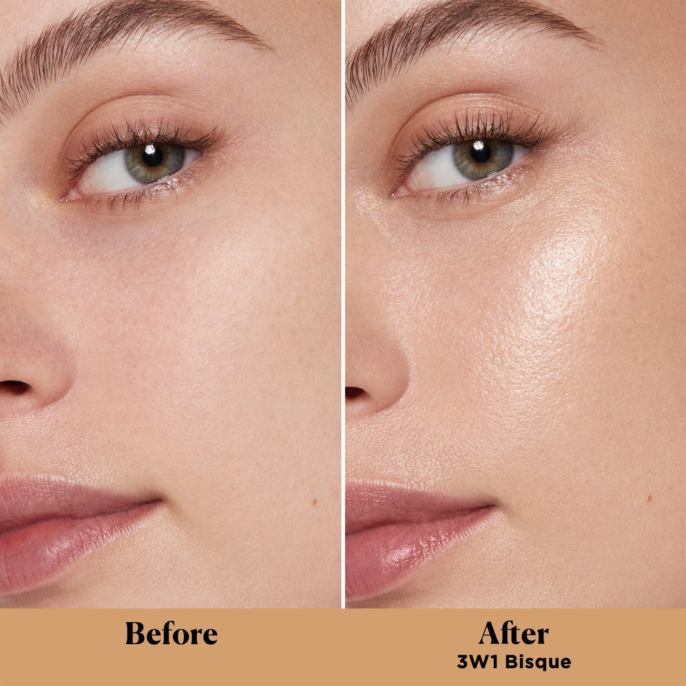Laura Mercier Light Revealer swatch shows ultra-sheer coverage for natural glow.