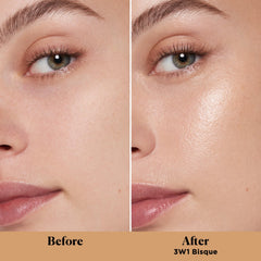 Laura Mercier Light Revealer swatch shows ultra-sheer coverage for natural glow.