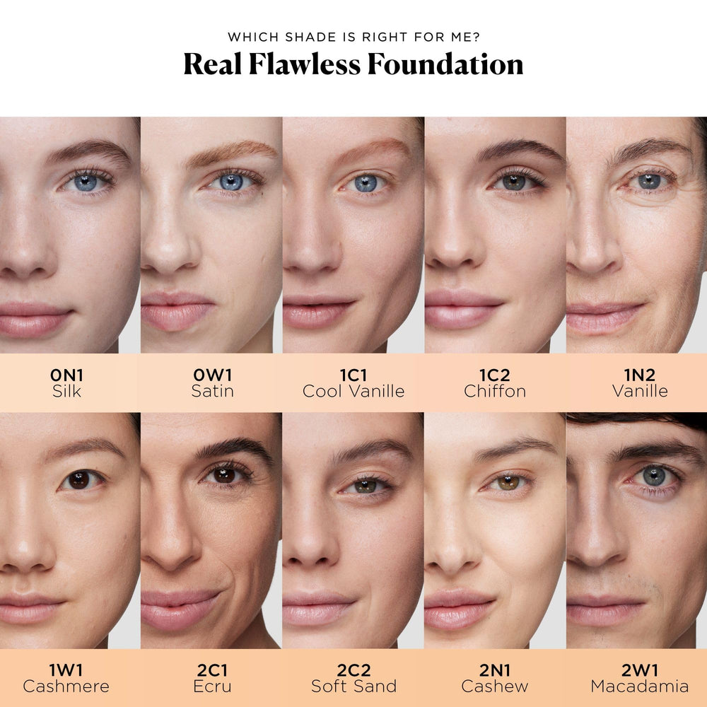 Laura Mercier Real Flawless waterproof wear image emphasizes 12-hour fade-proof performance.