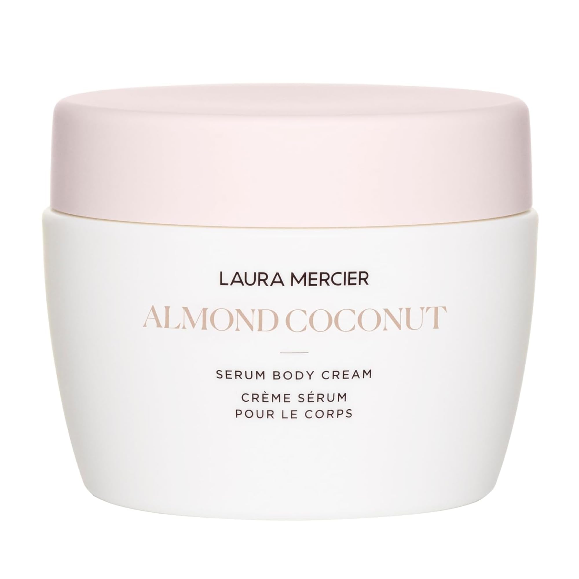 Laura Mercier Serum Body Cream pump bottle delivers silky texture and long-lasting hydration.