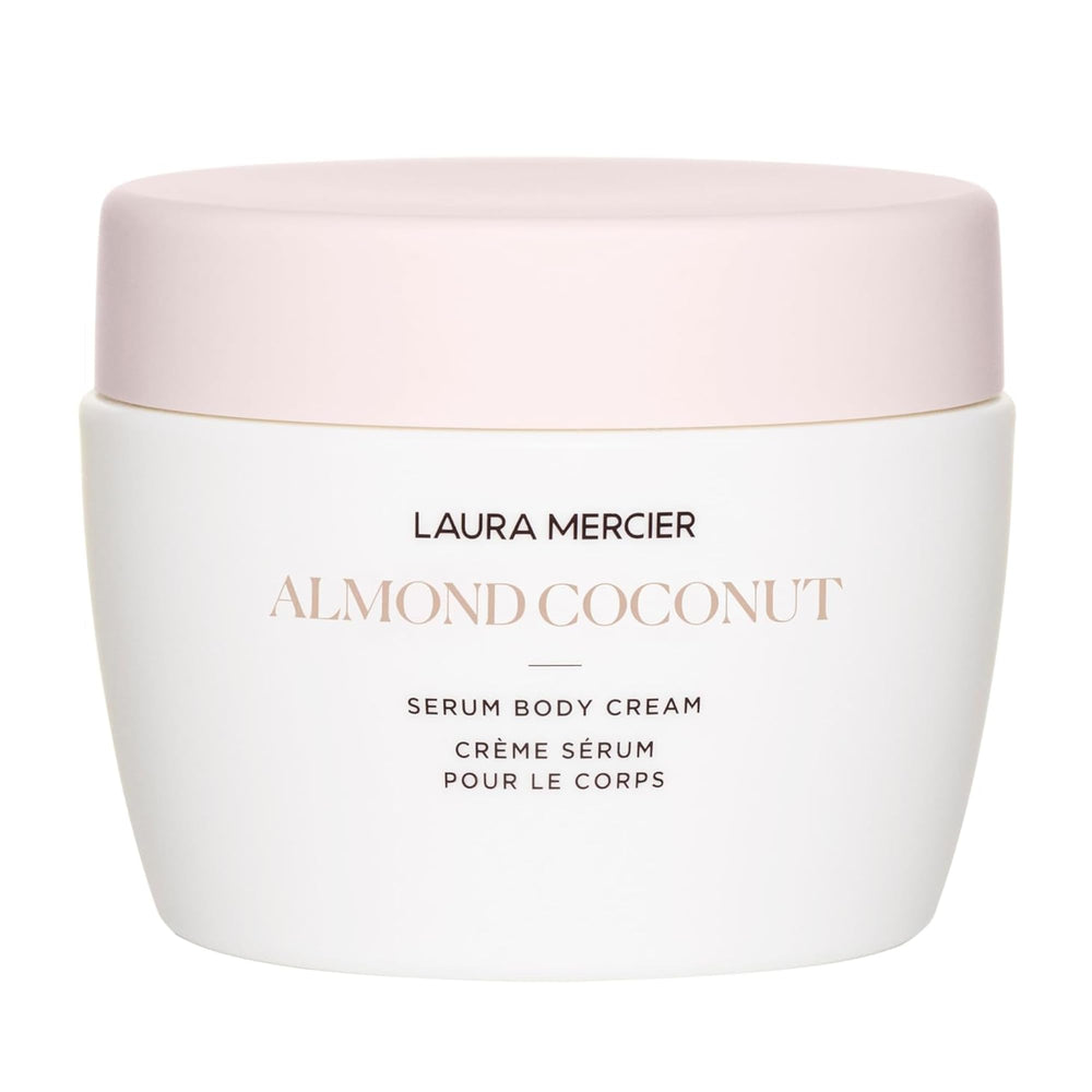 Laura Mercier Serum Body Cream pump bottle delivers silky texture and long-lasting hydration.