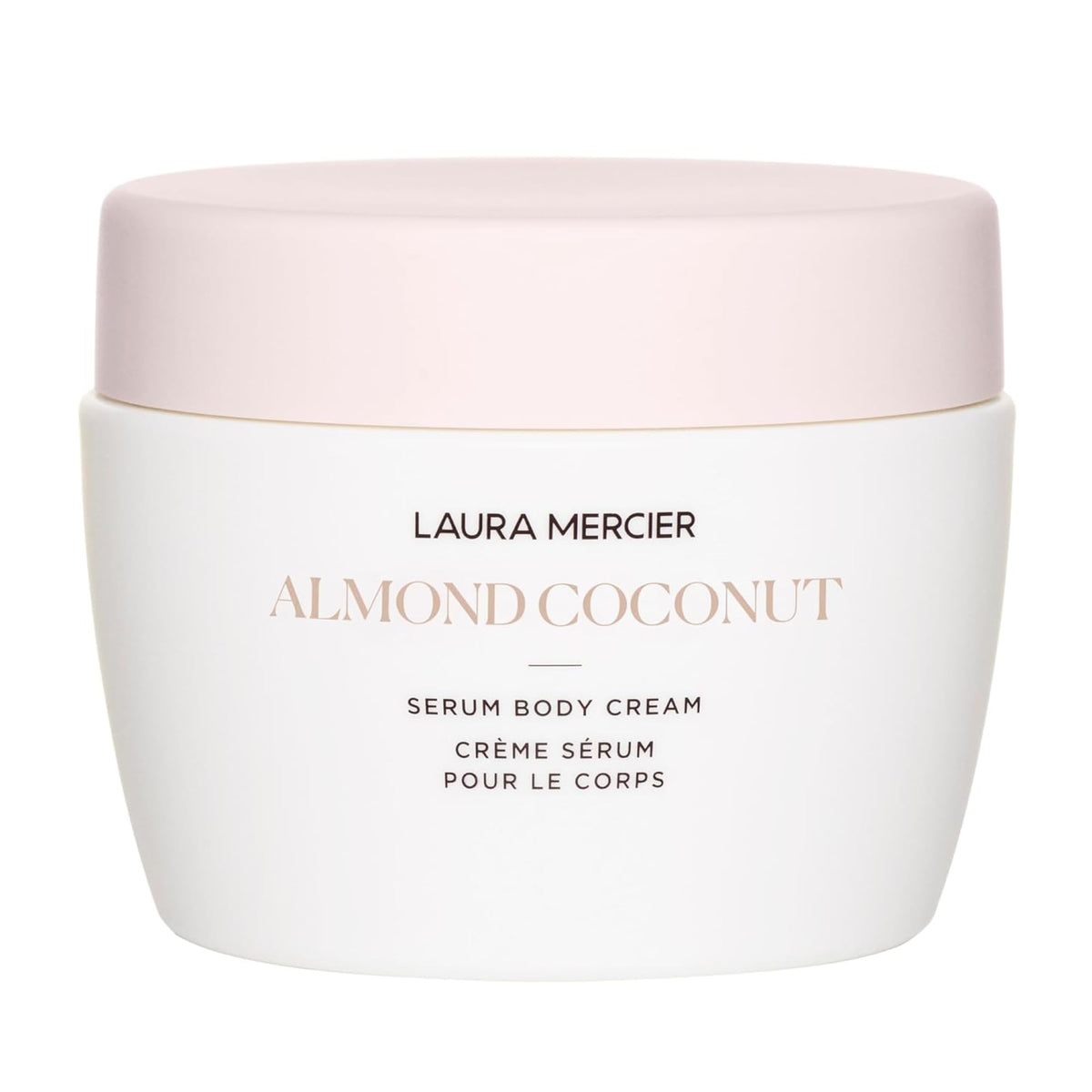 Laura Mercier Serum Body Cream pump bottle delivers silky texture and long-lasting hydration.