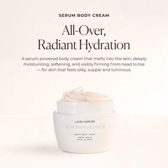 Laura Mercier Serum Body Cream close-up shows creamy, rich texture for quick absorption.