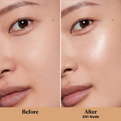 Laura Mercier Tinted Moisturizer Light Revealer pearl blends closeup highlight skin-illuminating pearls for a luminous finish.