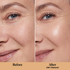Laura Mercier Tinted Moisturizer Light Revealer swatch on skin shows sheer coverage for no-makeup glow.