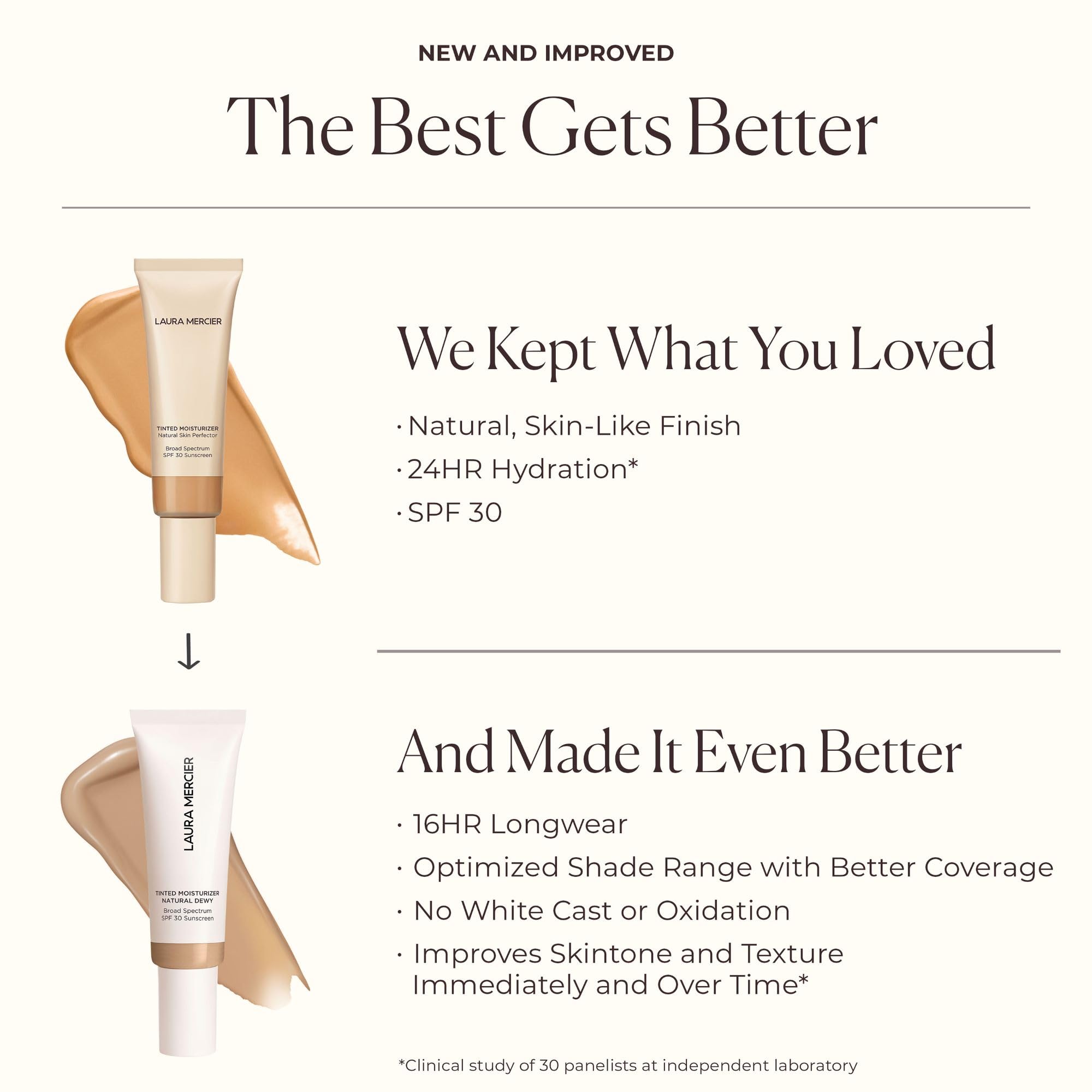 Maple dispenser cap of Laura Mercier tinted moisturizer demonstrating easy application.