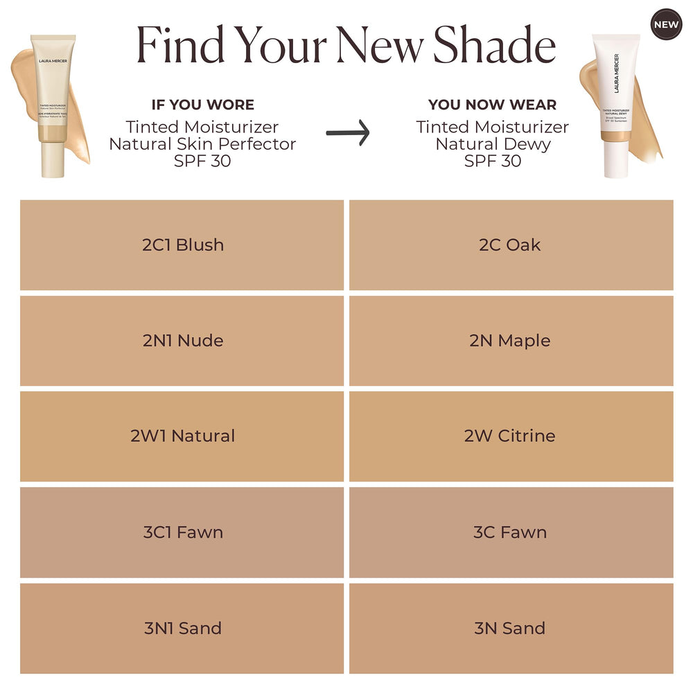Application on skin by Laura Mercier tinted moisturizer Maple for a dewy glow.