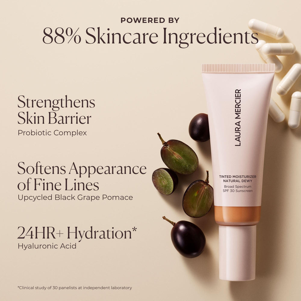 Maple shade skin-tone coverage preview on skin for everyday wear by Laura Mercier.