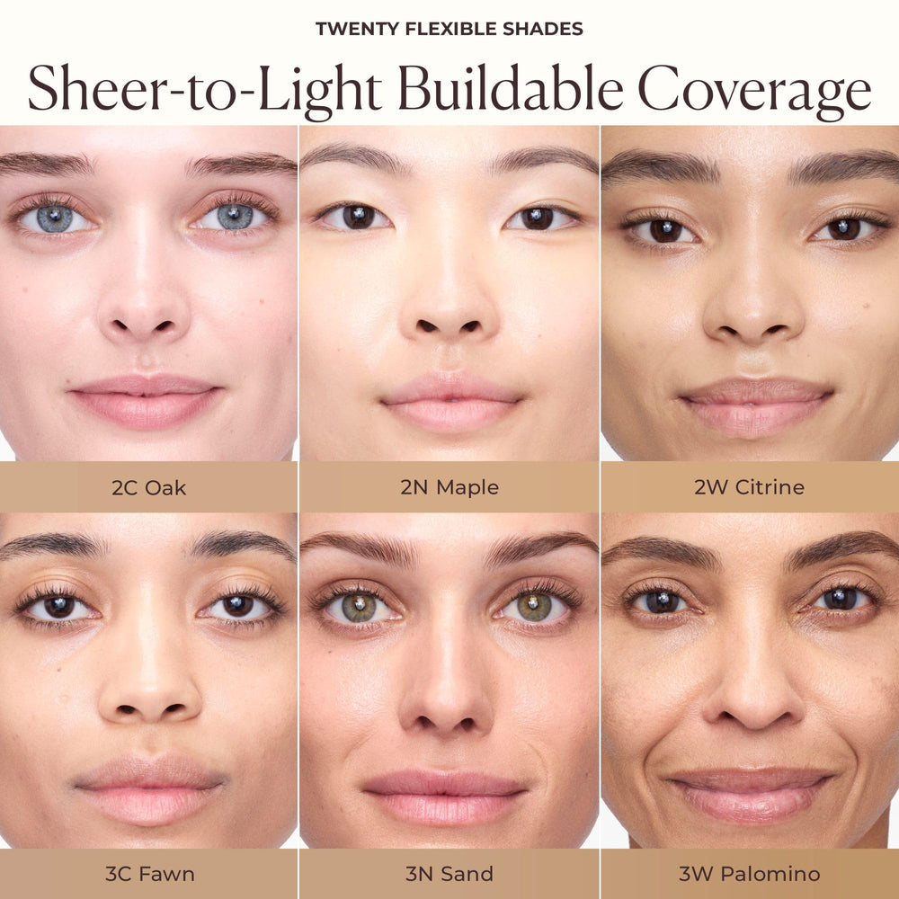 Texture-detail of Laura Mercier Maple tinted moisturizer showing lightweight formula.