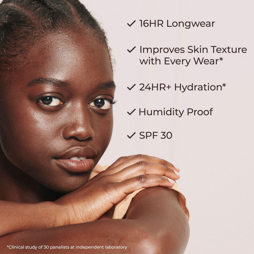 Laura Mercier Sand glow on skin suggests natural radiance.