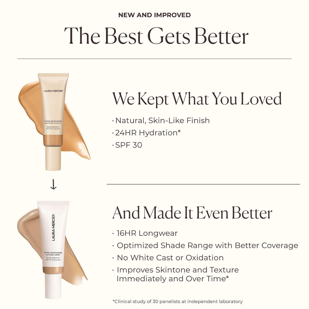 Laura Mercier natural dewy Sand texture close up reveals silky finish.