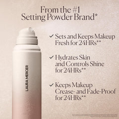 Laura Mercier setting spray mist delivers a micro-fine spray for seamless makeup locking.