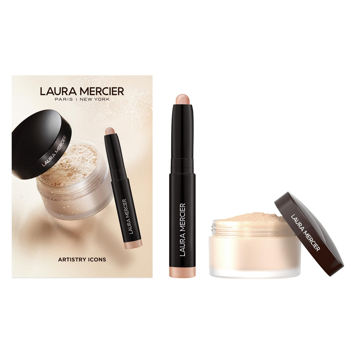 Laura Mercier translucent loose powder jar demonstrates oil absorption for a lasting matte finish.