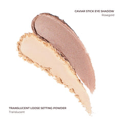 Laura Mercier translucent powder swatch highlights oil control and pore-blurring effect.