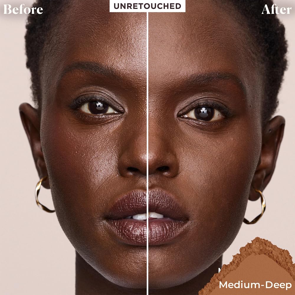 Laura Mercier translucent powder close-up demonstrates the press and roll technique for flawless application.
