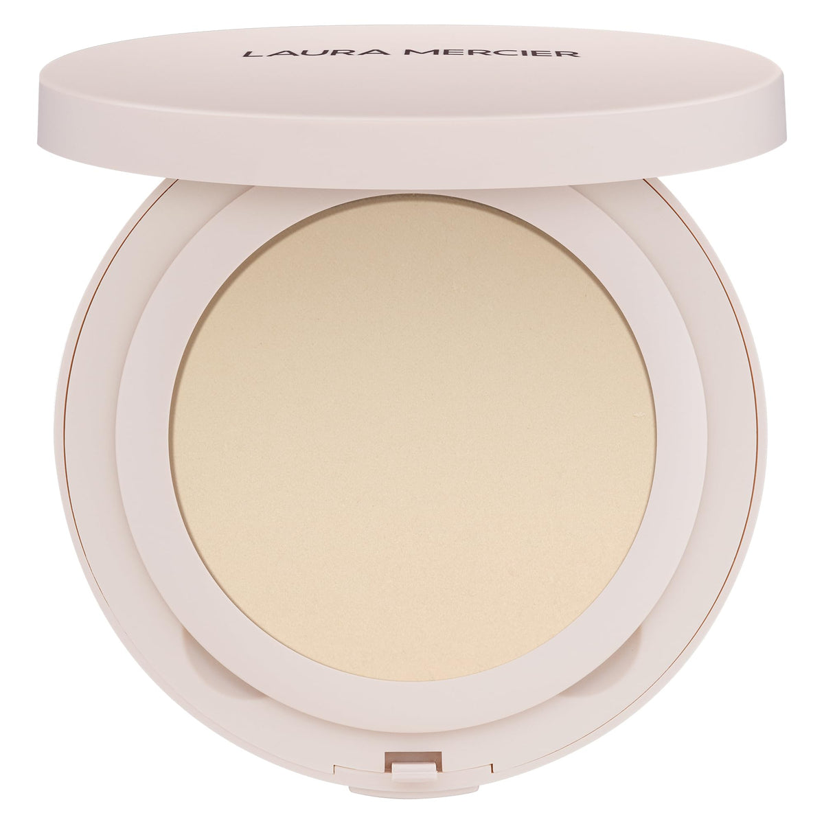 Laura Mercier Ultra-Blur powder compact closeup shows smooth texture and translucent finish.