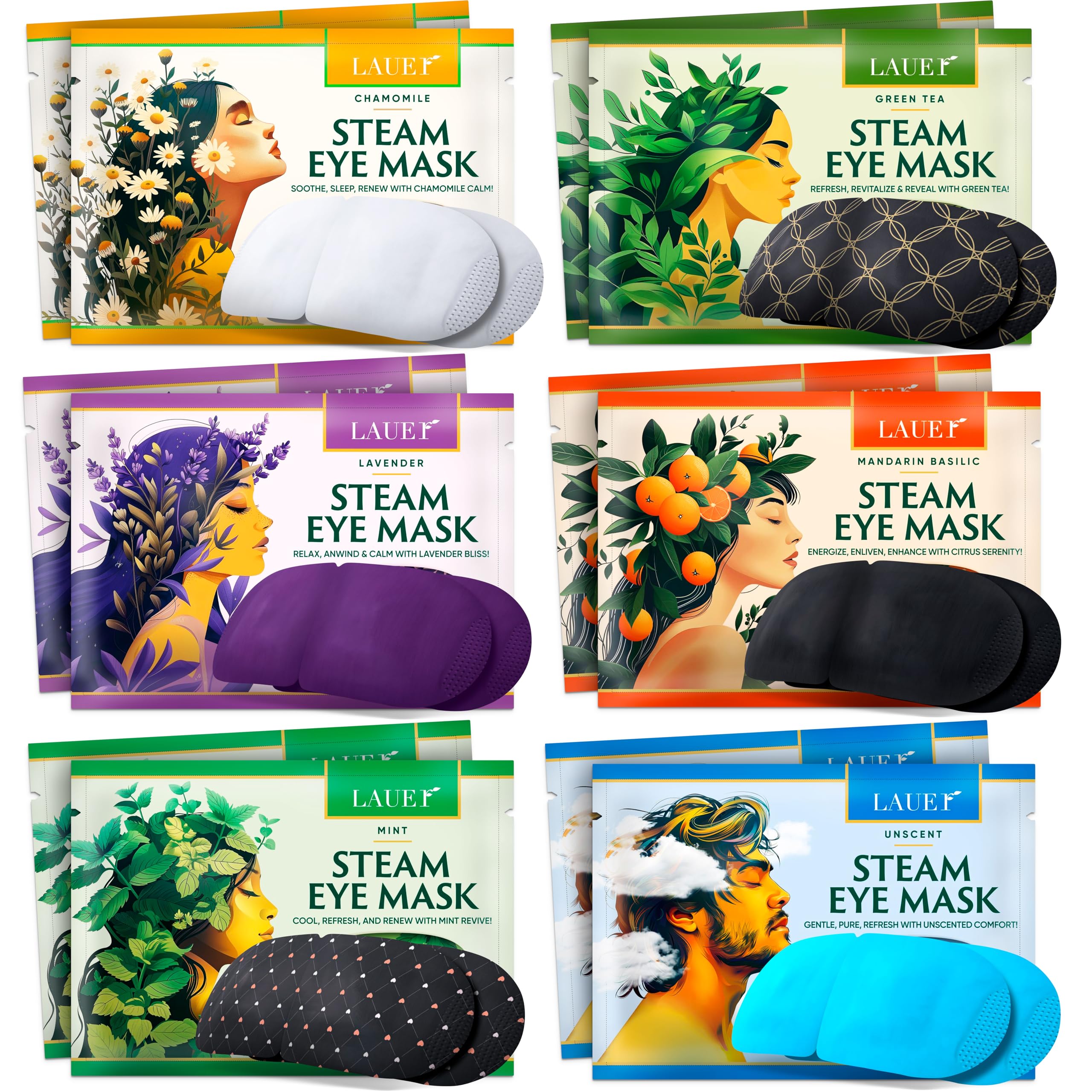 LAUER COSMETIC heated eye steam mask with lavender for calming relief and relaxation