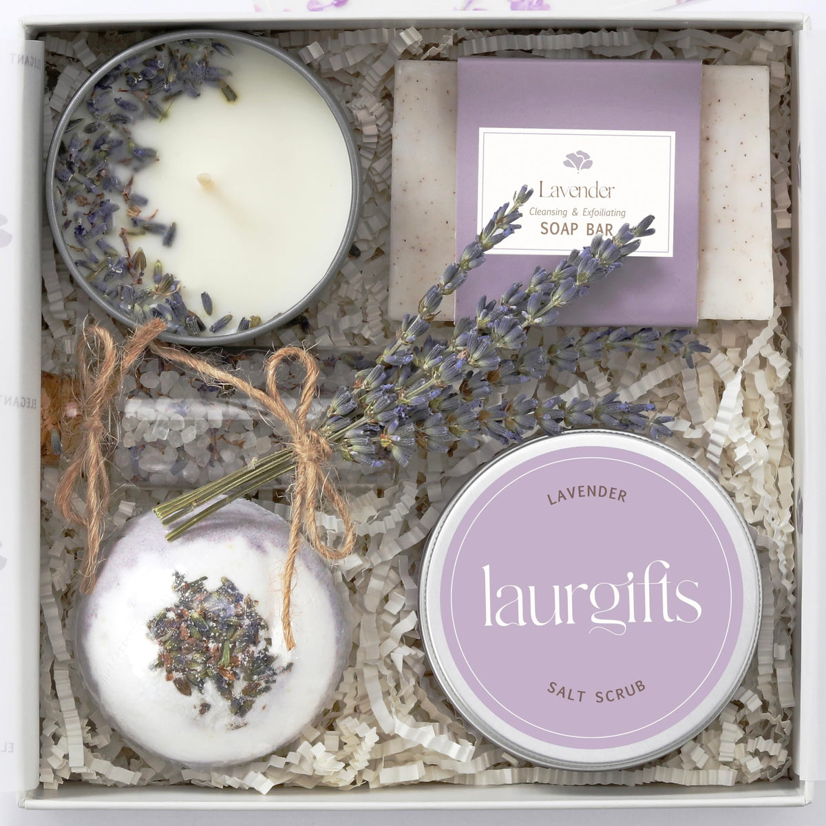 LaurGifts lavender spa candle creates a calming evening mood for relaxation