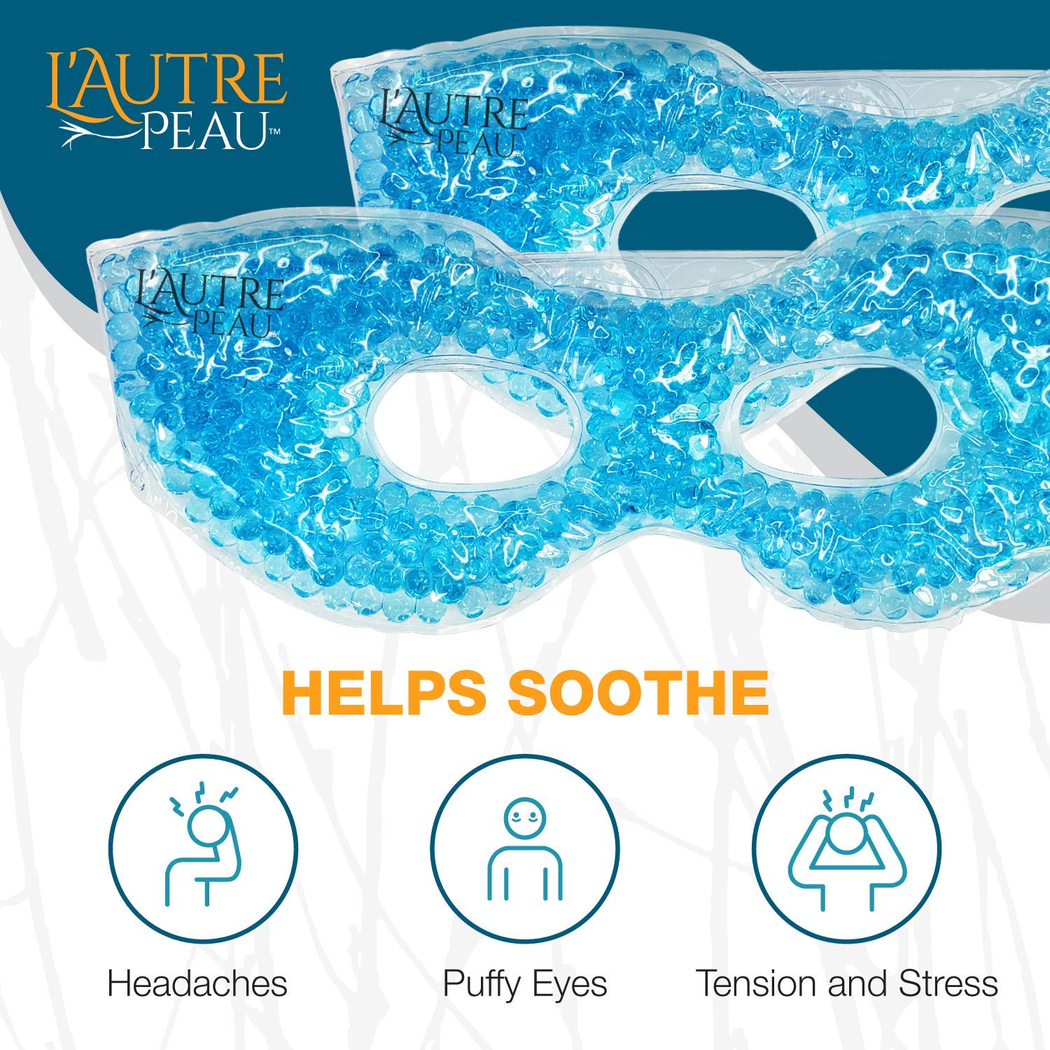 lautre-peau hot/cold compress demonstrates flexible gel beads shaping to eye contours