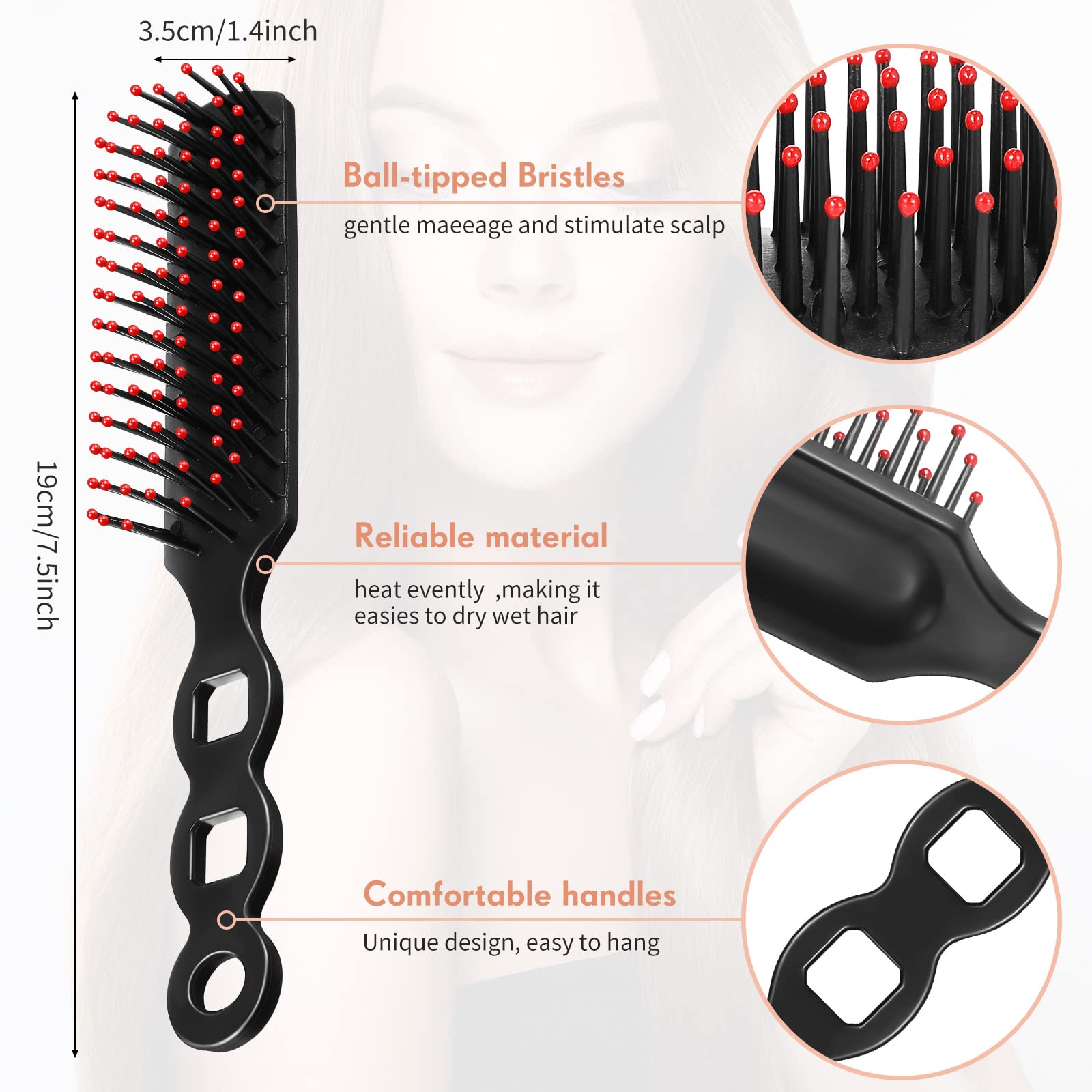 Lauwell hairbrush with 8-shape handle design for comfortable grip