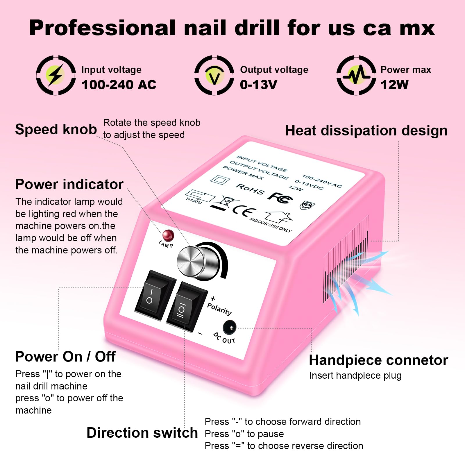 LAVAED nail drill high-torque motor delivers consistent speed for tough nails