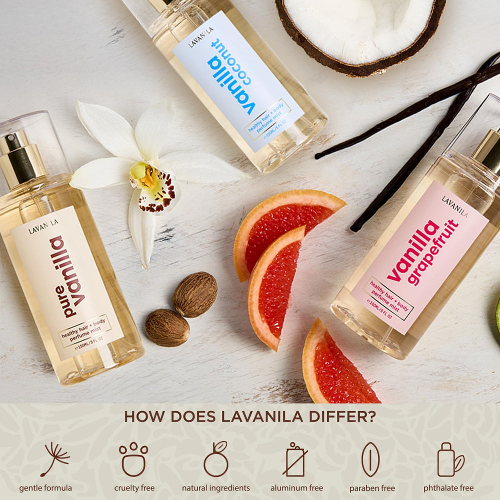 Lavanila hair fragrance on strands delivers light, non-oily finish.