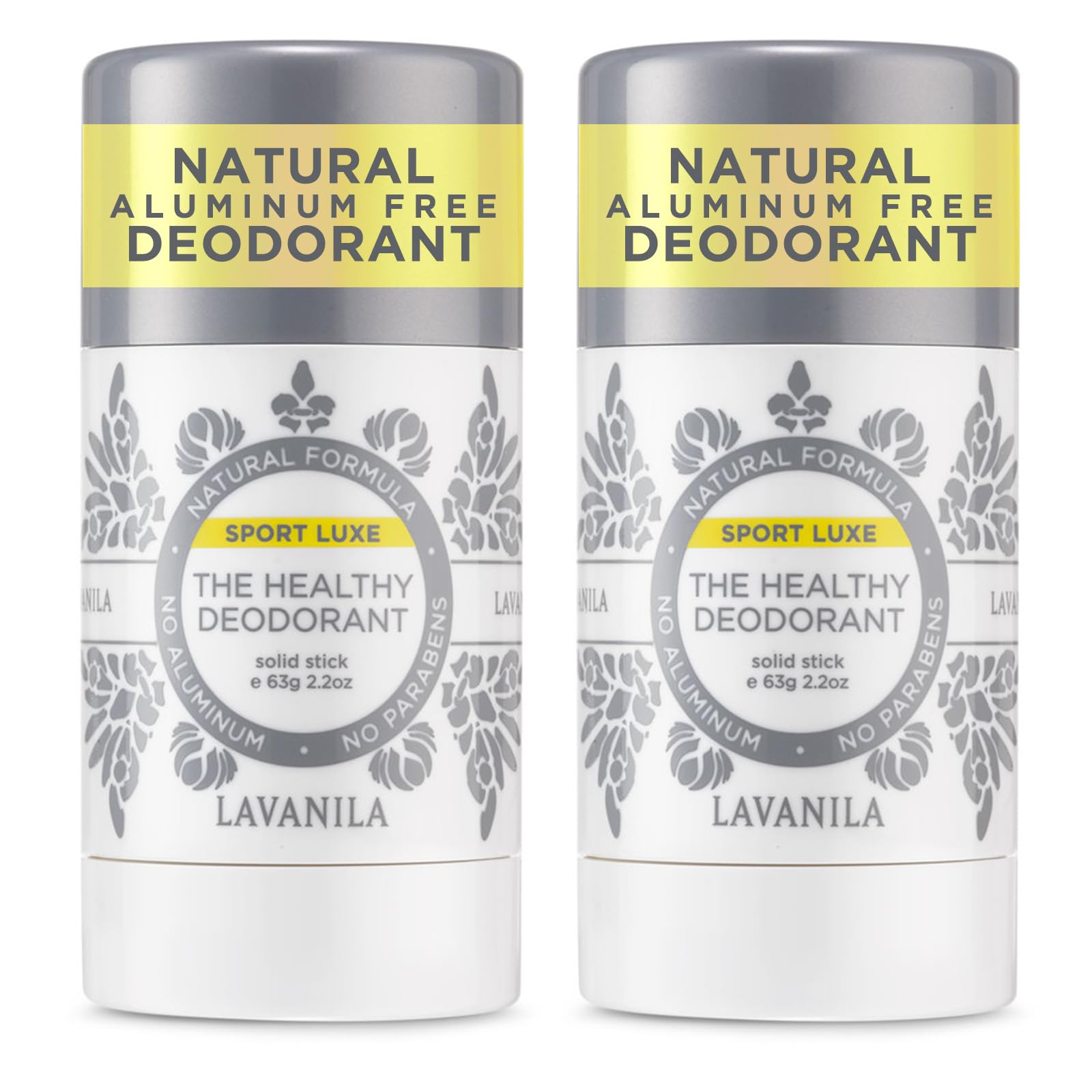 Lavanila Sport Luxe two-pack front view showing aluminum-free freshness for daily use.