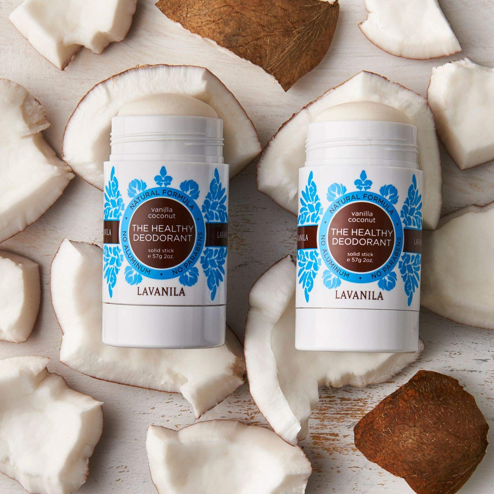 Lavanila Vanilla Coconut Deodorant aluminum-free ingredients indicate skin-friendly formula.