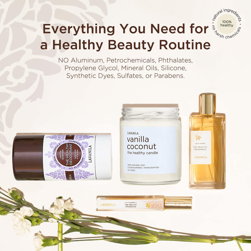 Lavanila Vanilla Coconut Deodorant vegan formula emphasizes plant-based ingredients.