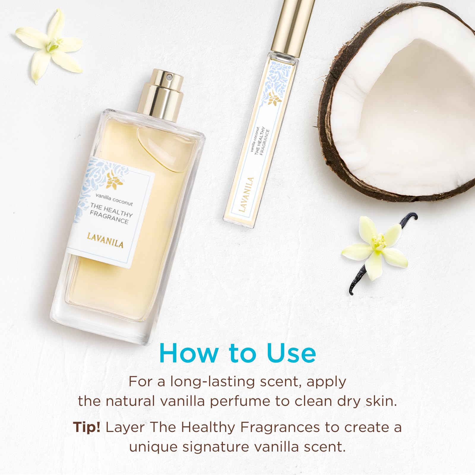 Lavanila Vanilla Coconut layering idea, with two fragrances creating a signature vanilla scent.