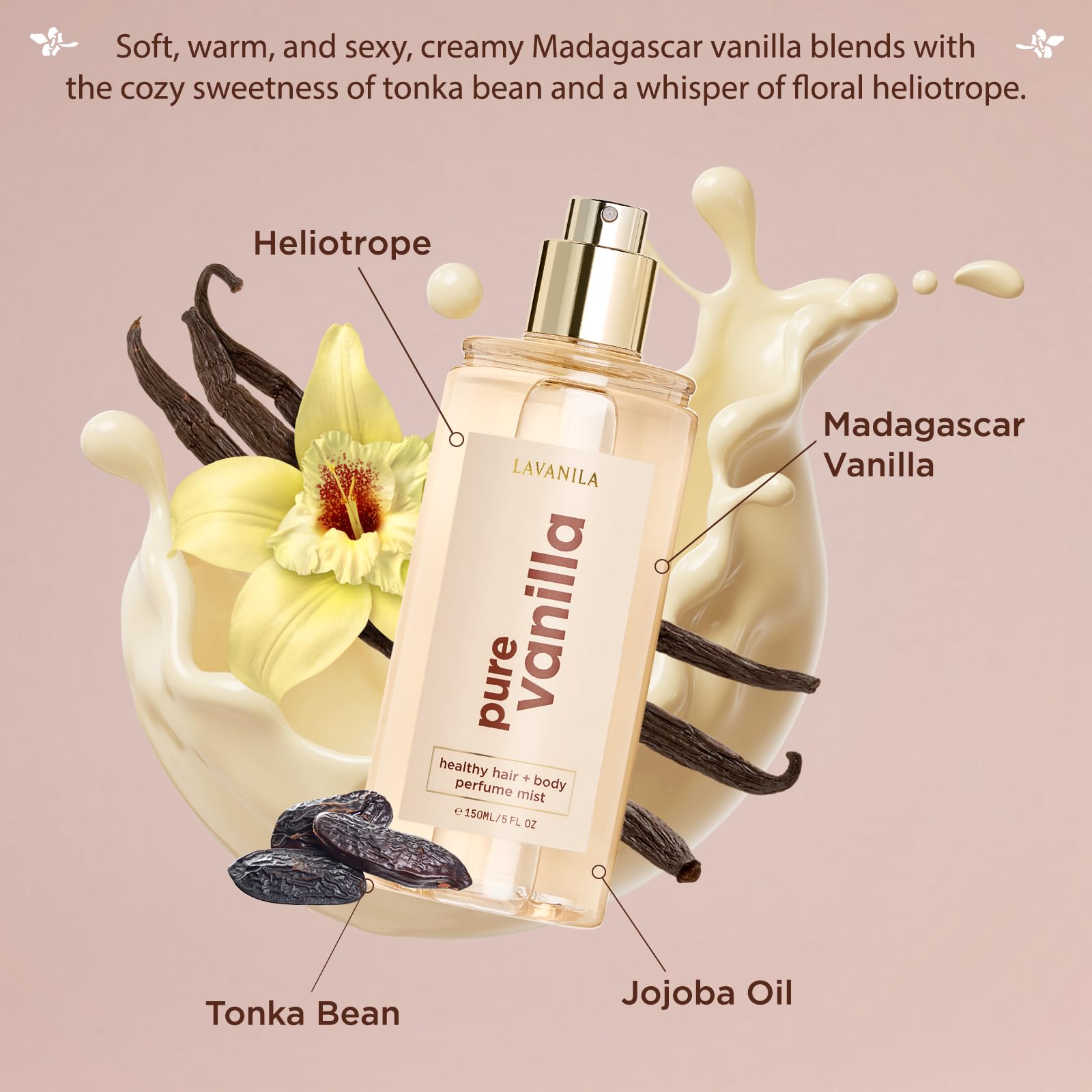 Lavanila Vanilla Mist on skin delivers gentle fragrance for sensitive skin.