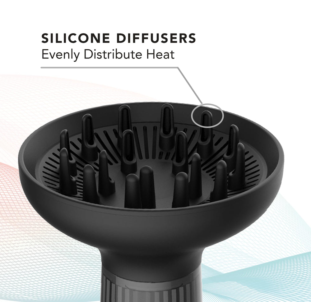 LAVANPRO NEW YORK diffuser hair dryer results show defined curls on waves.
